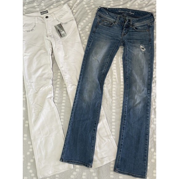 american eagle Denim - American Eagle Poplooks Stretch Lot Of 2 Woman's Jeans Slim Boot Cut Size 0-med